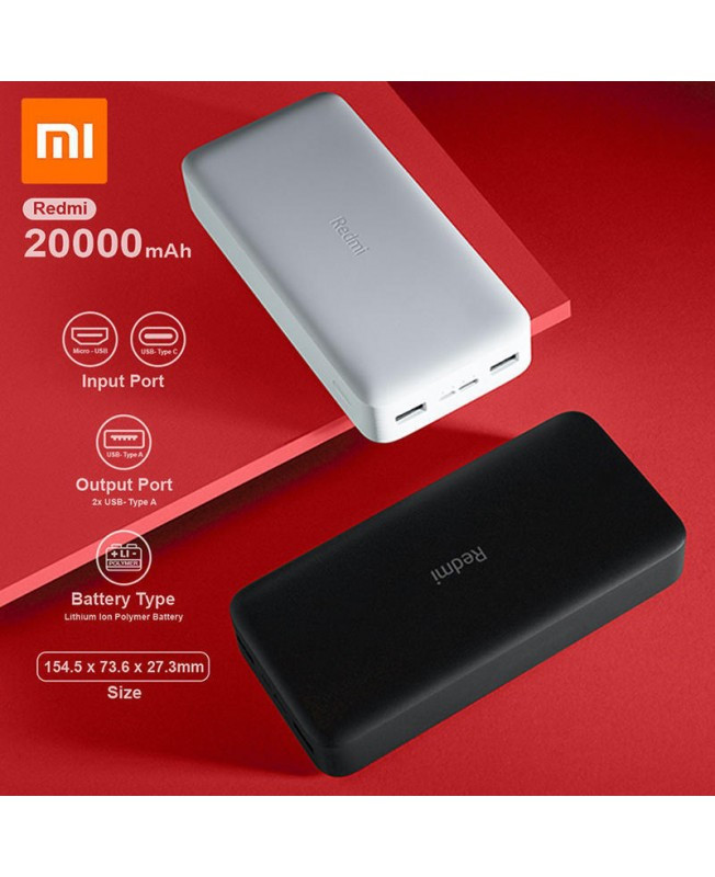 پاوربانک شیائومی مدل Redmi PB200LZM ظرفیت 20000 میلی آمپر ساعت (اورجینال گارانتی دار))