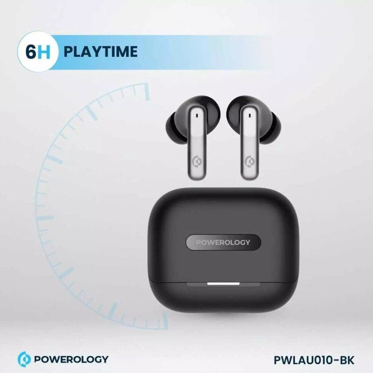 هدفون بی سیم پاورولوژی Powerology 6 Mic Hybrid ANC + ENC Earbuds PWLAU010