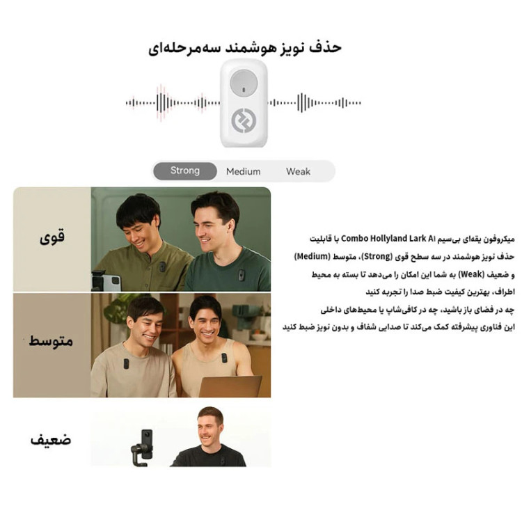 میکروفن بی سیم هالی لند مدل Lark A1 Combo با درگاه USB-C و Lightning (اورجینال)