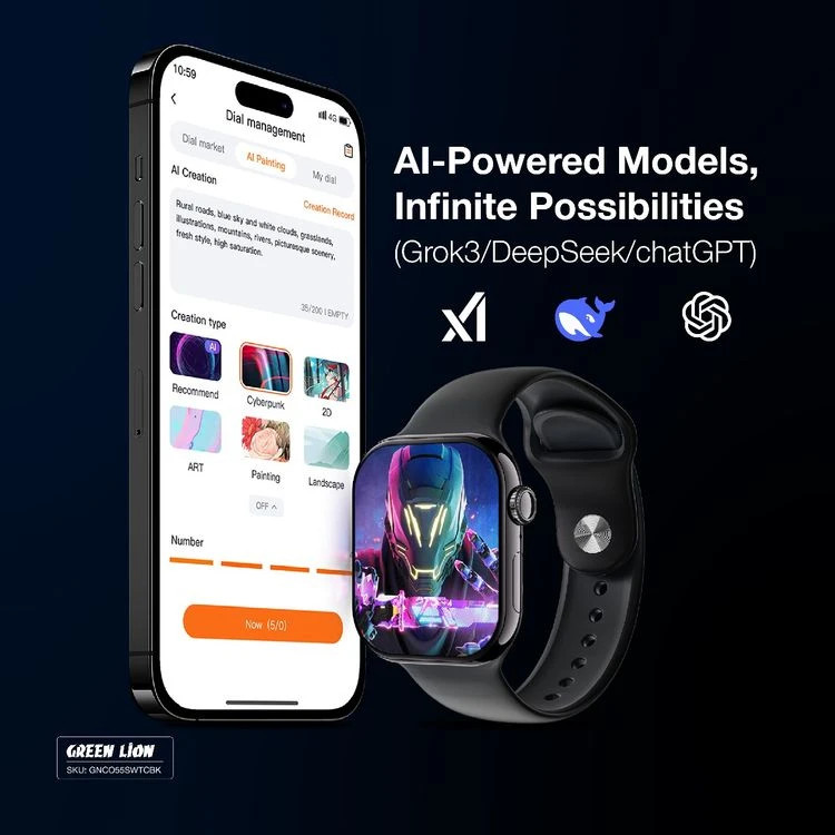 ساعت هوشمند 2.07 اینچی گرین لاین مدل communicate 46 با بند سیلیکونی